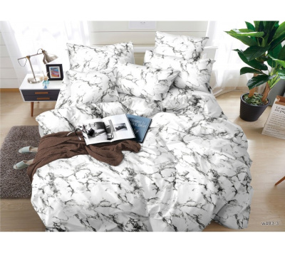 Постельное белье Белый мрамор полисатин ,наволочки 70х70см белый